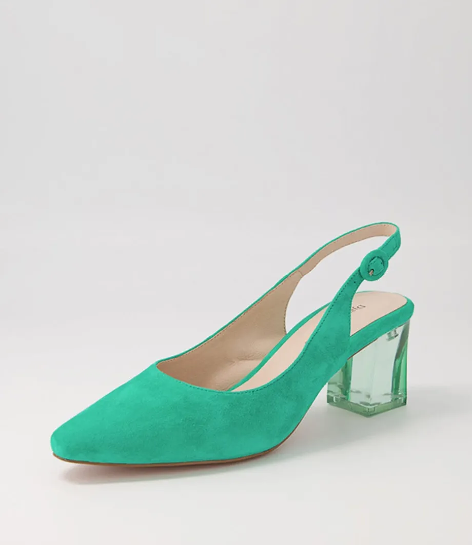 Hinnis Light Emerald Suede Heels