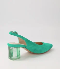 Hinnis Light Emerald Suede Heels