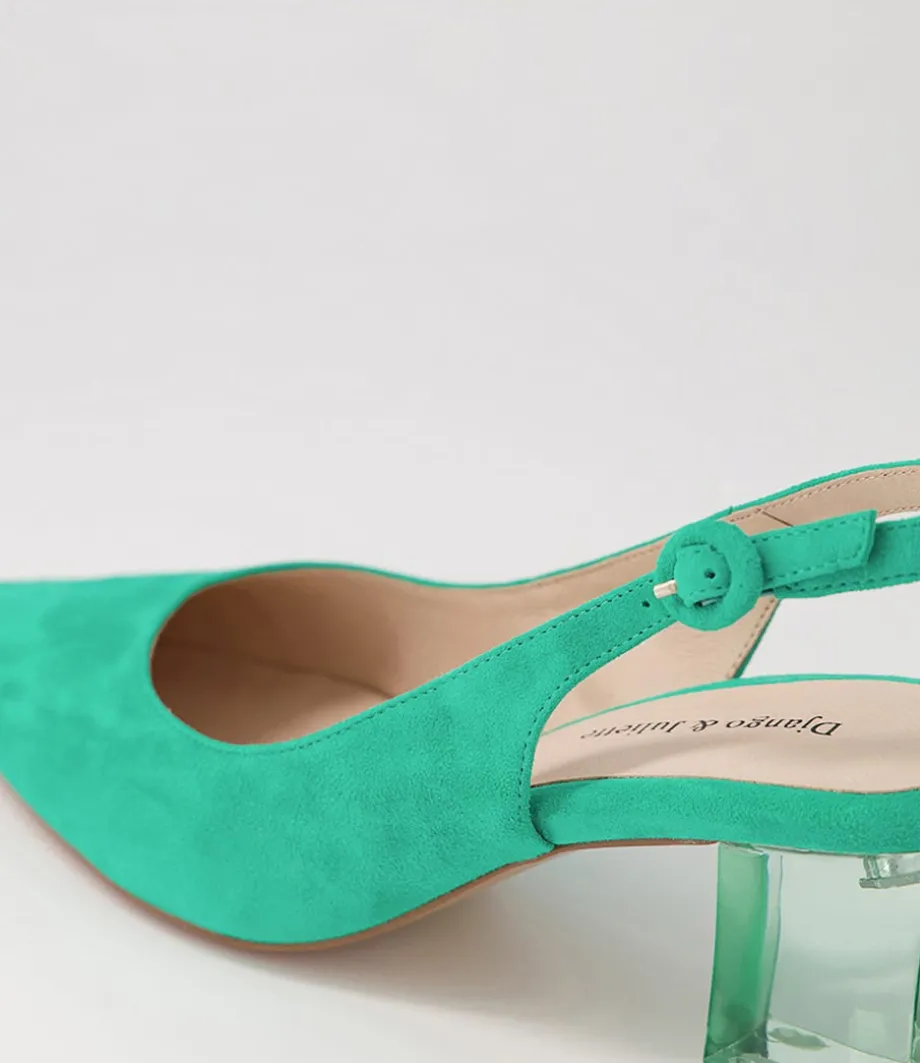 Hinnis Light Emerald Suede Heels