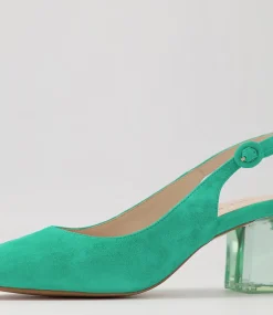 Hinnis Light Emerald Suede Heels