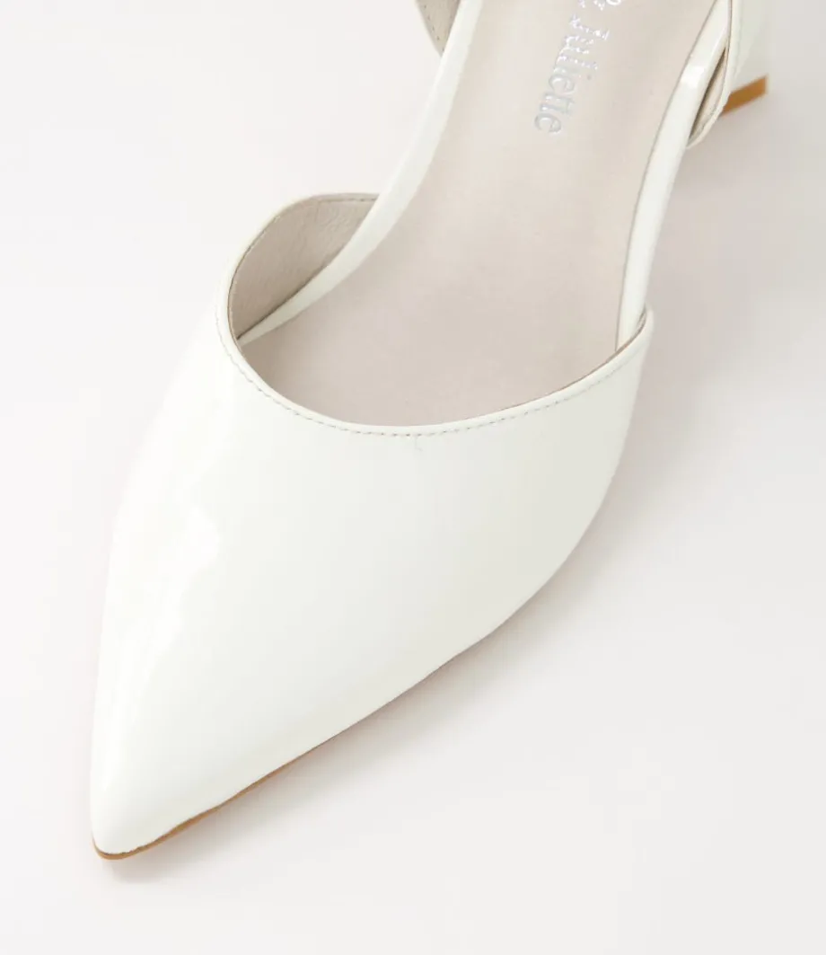 Hisa Ivory Patent Leather Heels