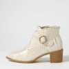 Hommes Almond Metallic Cut Leather Ankle Boots