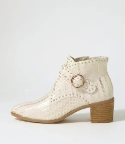 Hommes Almond Metallic Cut Leather Ankle Boots
