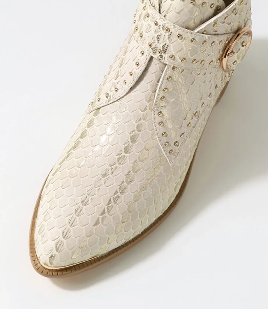 Hommes Almond Metallic Cut Leather Ankle Boots