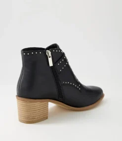 Hommes Black Natural Heel Leather Ankle Boots