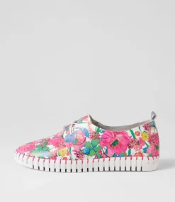 Huskies White Flowermania Leather Sneakers