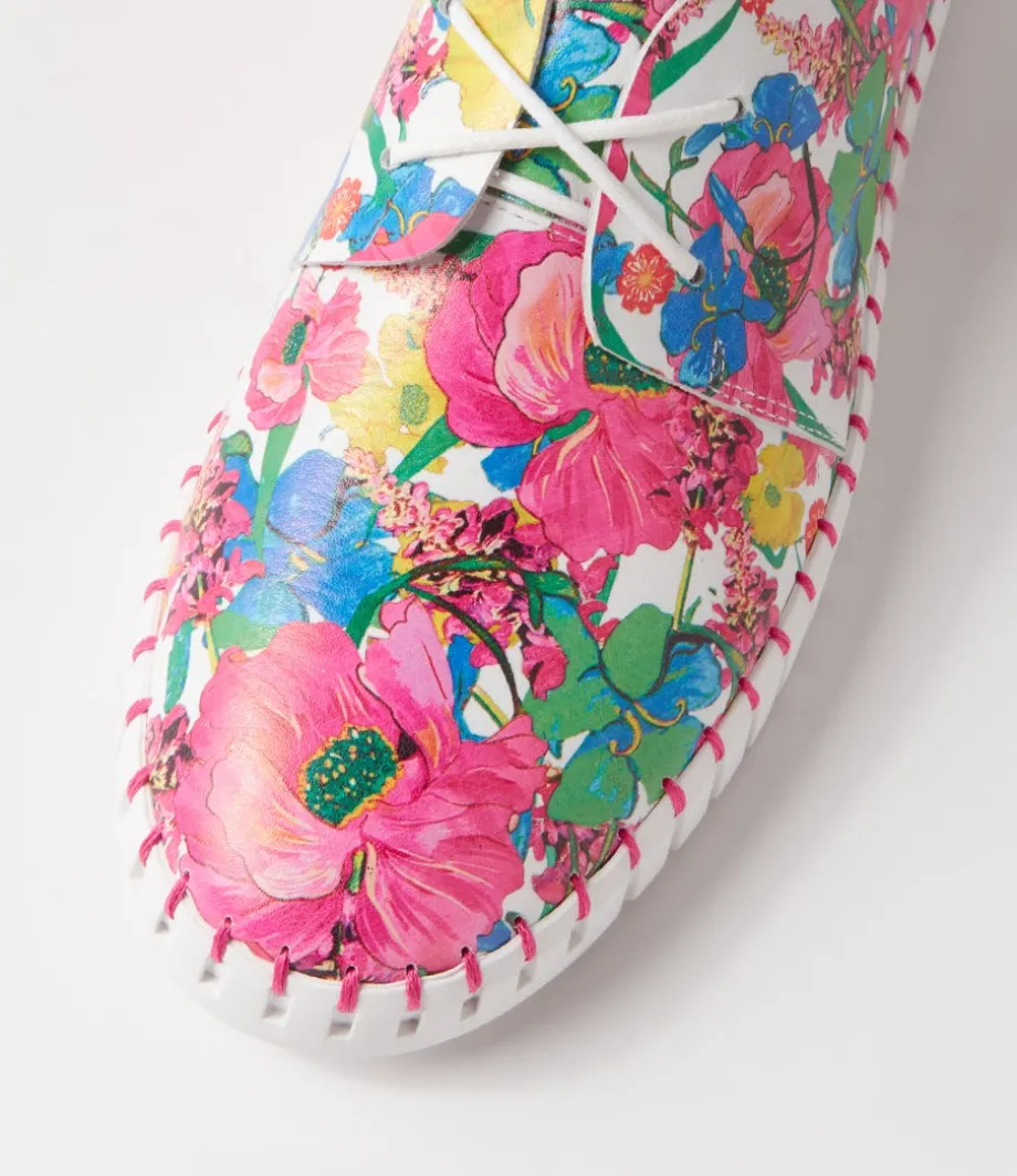 Huskies White Flowermania Leather Sneakers