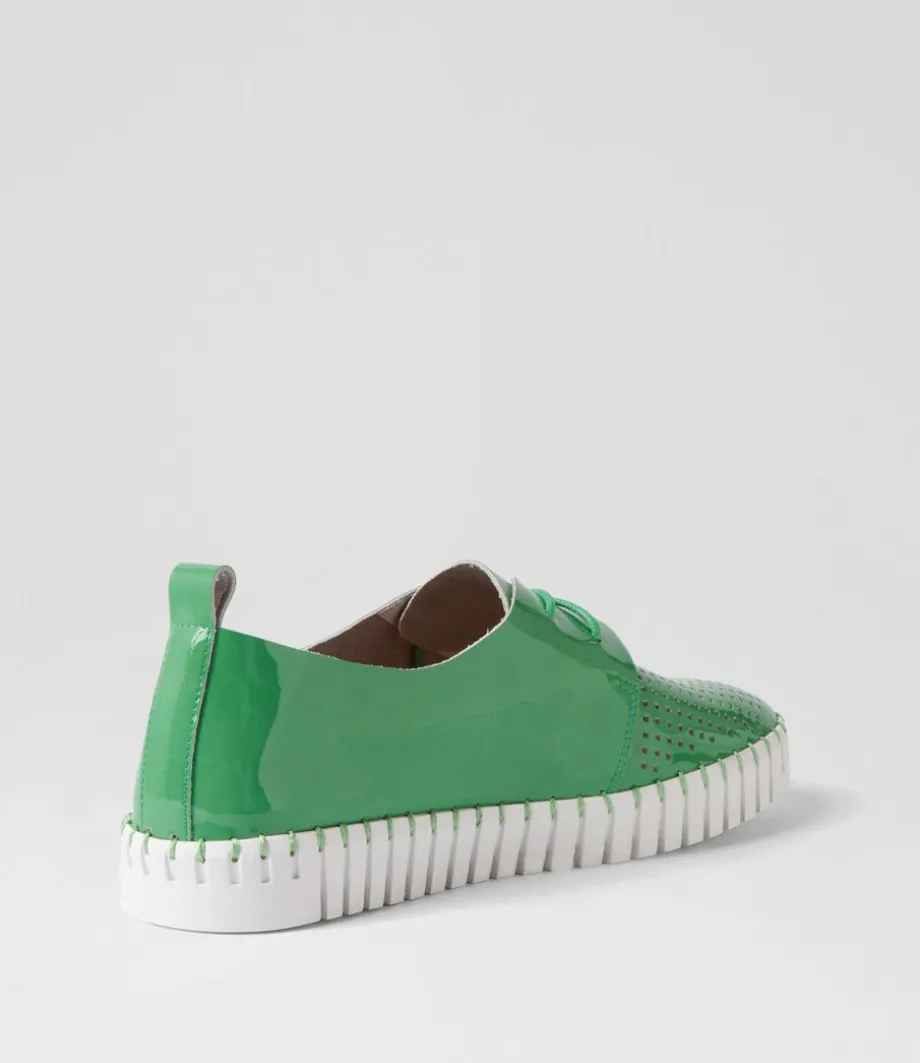 Huston Emerald White Patent Leather Sneakers