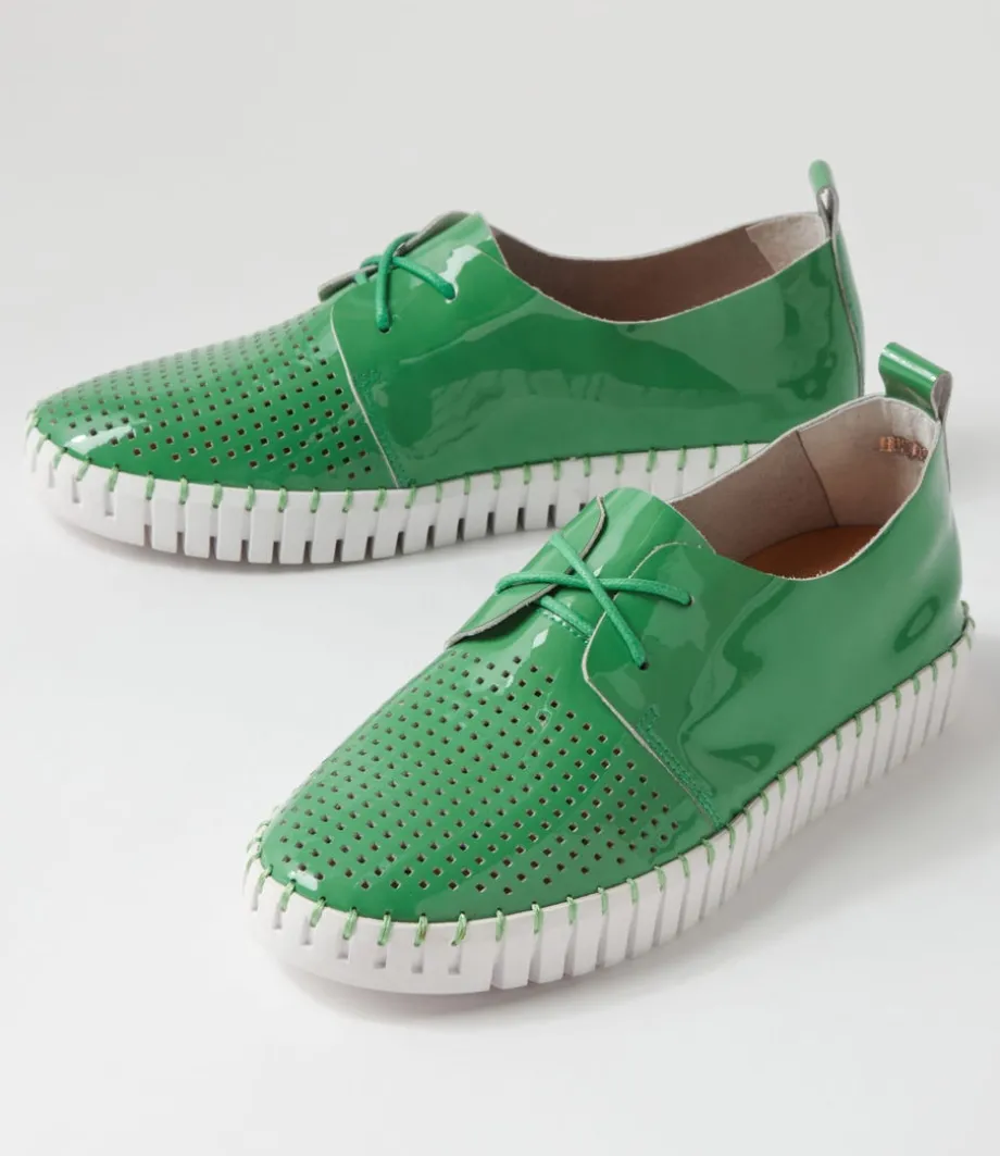 Huston Emerald White Patent Leather Sneakers
