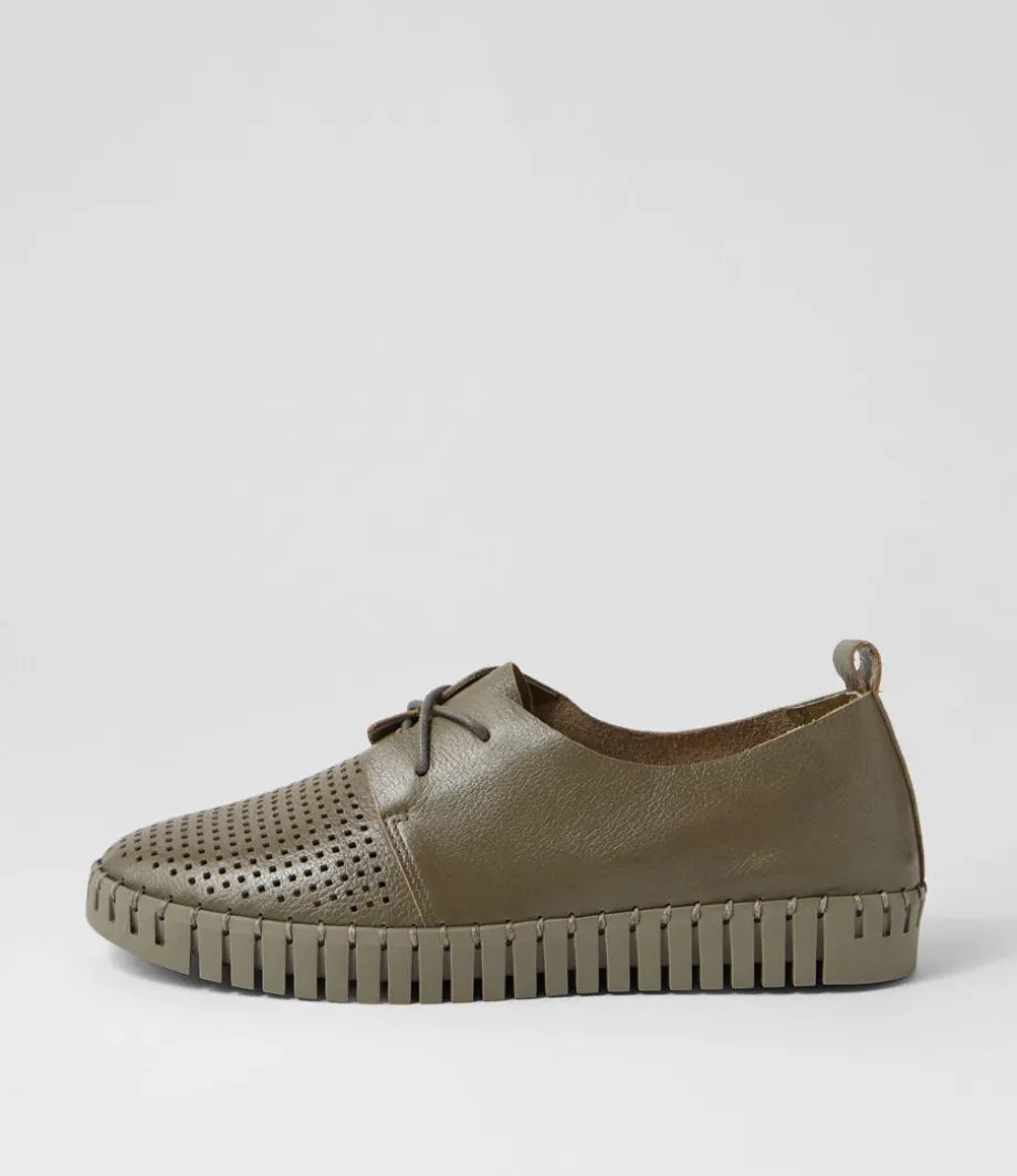 Huston Olive Leather Sneakers