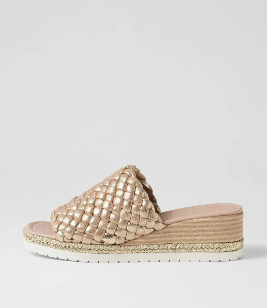 Idalis Old Gold Scratch Leather Sandals