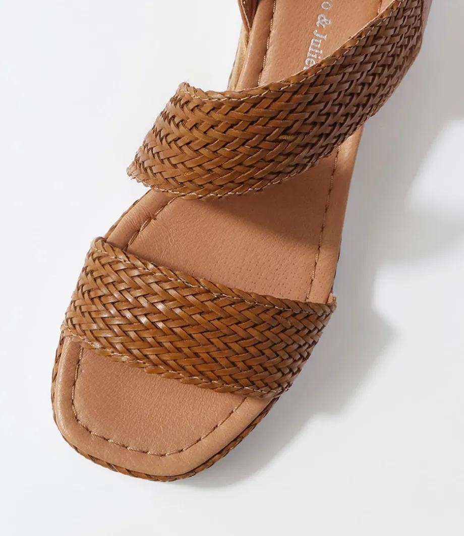 Ide Dark Tan Weave Leather Sandals