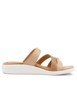 Ieanny W Camel Multi Leather Weave Slides