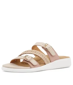 Ieanny W Nude Multi Leather Weave Slides
