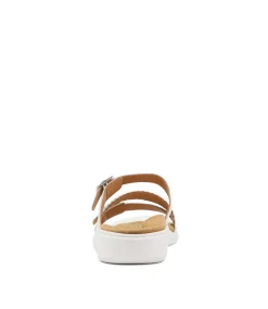 Ieanny W White Multi Leather Weave Slides