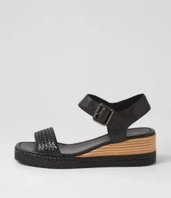 Imari Black Weave Leather Sandals
