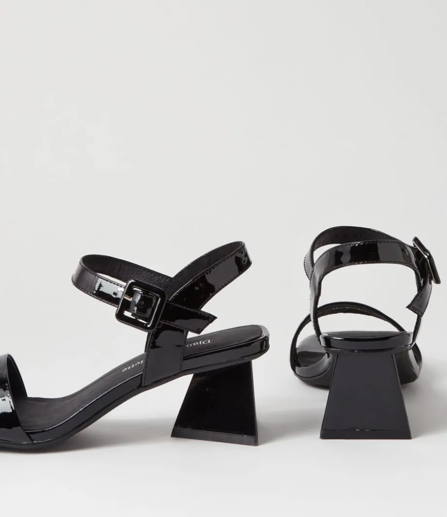 Incha Black Patent Leather Sandals