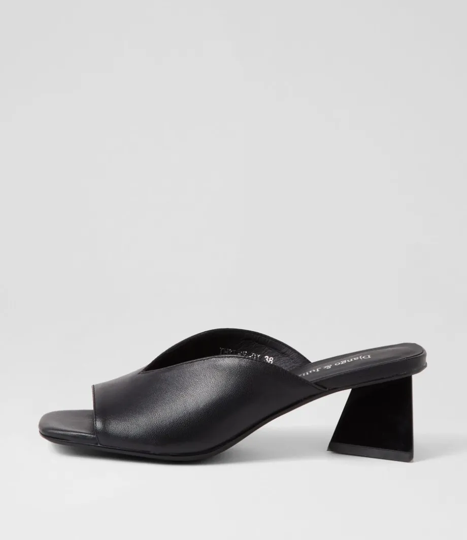Inkley Black Leather Sandals