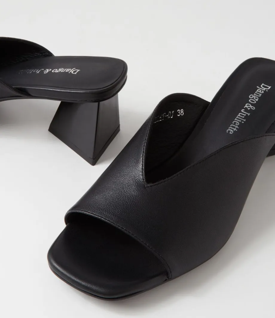 Inkley Black Leather Sandals