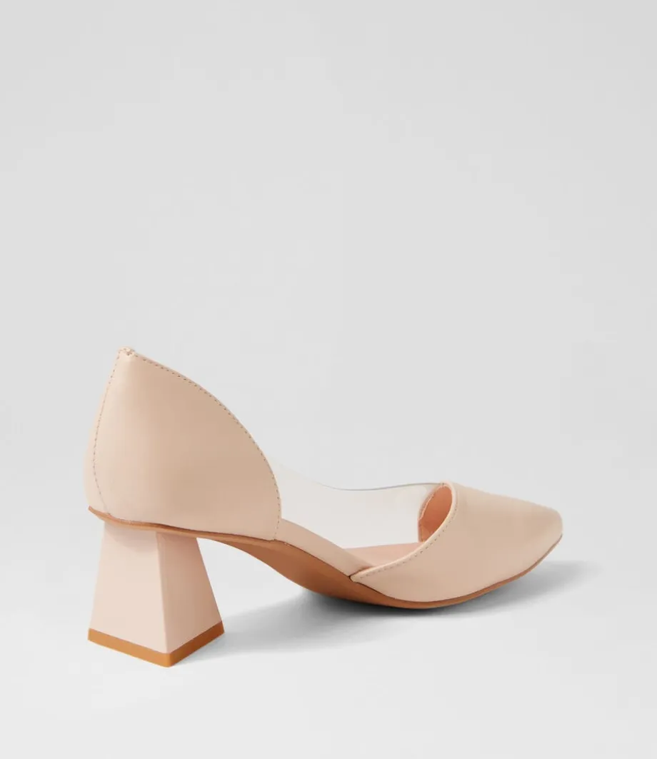 Islen Nude Clear Leather Vinylite Heels