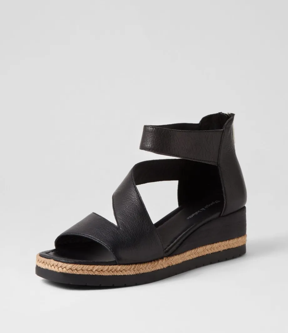 Ismet Black Leather Espadrilles