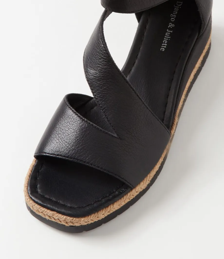 Ismet Black Leather Espadrilles