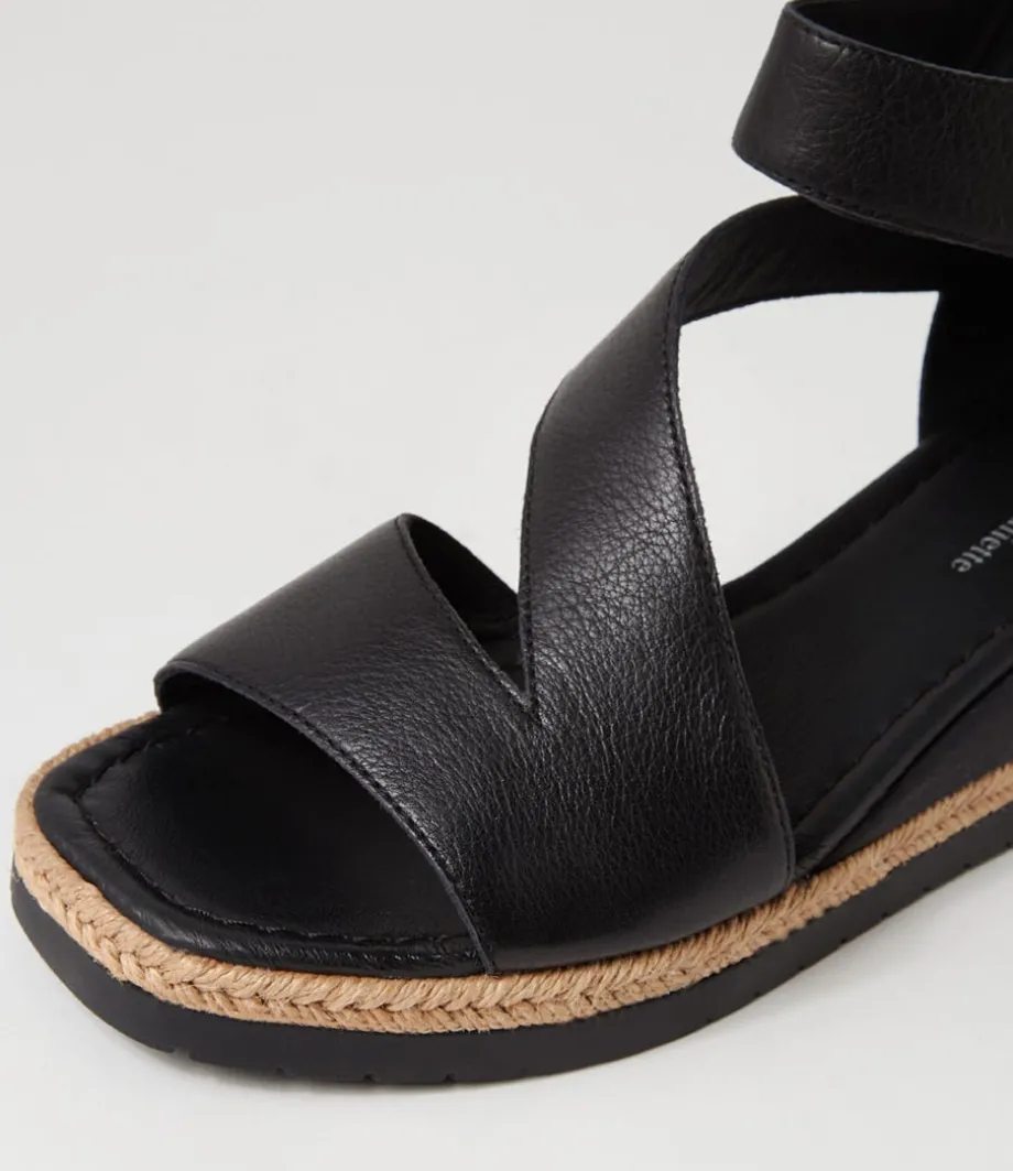 Ismet Black Leather Espadrilles