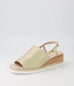 Issah Old Gold Weave Leather Espadrilles