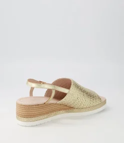 Issah Old Gold Weave Leather Espadrilles