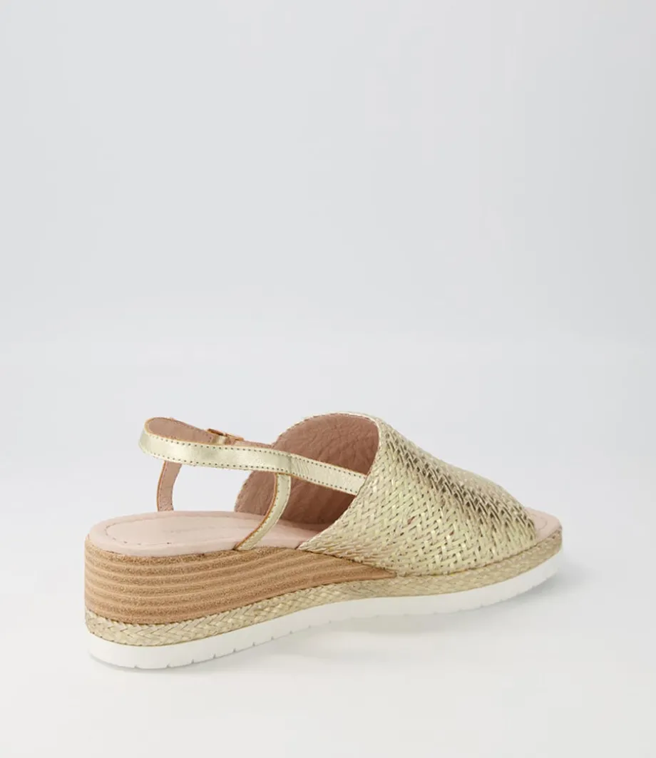 Issah Old Gold Weave Leather Espadrilles