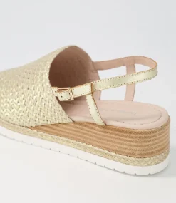 Issah Old Gold Weave Leather Espadrilles