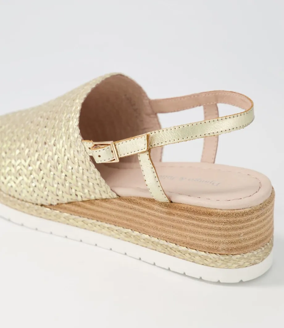 Issah Old Gold Weave Leather Espadrilles