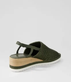 Issah Olive Weave Leather Espadrilles