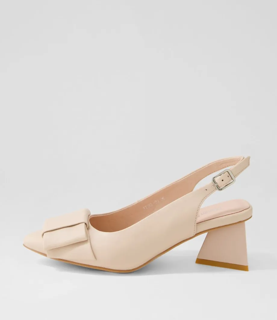 Itzel Nude Leather Heels