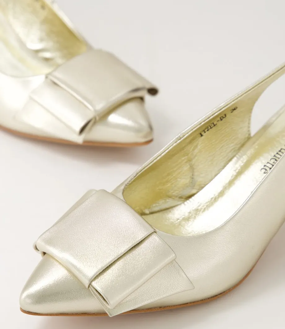Itzel Pale Gold Leather Heels
