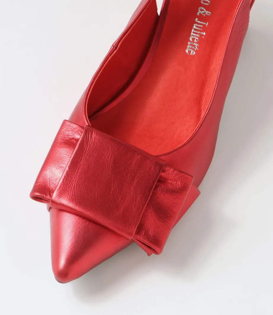 Itzel Red Satin Leather Heels