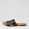 Jamel Black Leather Slides