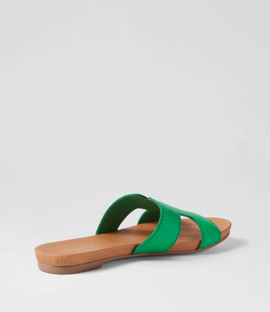 Jamel Bright Emerald Leather Slides
