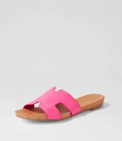 Jamel Hot Pink Leather Slides