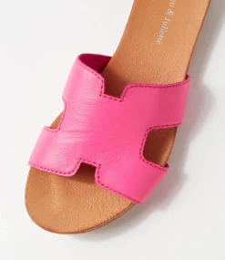 Jamel Hot Pink Leather Slides