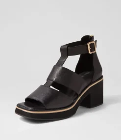 Jasty Black Leather Sandals