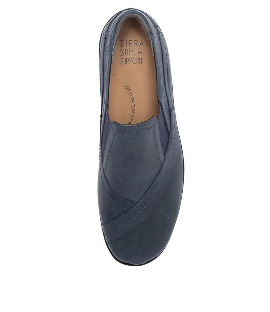 Java Xf Navy Leather Slip Ons