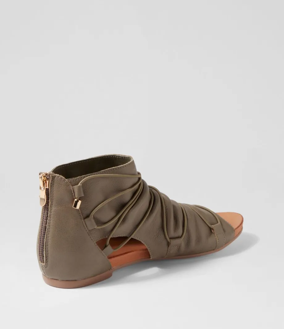 Javi Olive Leather Sandals