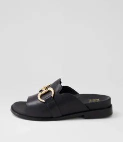 Jekkela W Black Leather Slides