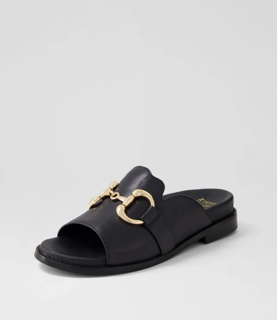 Jekkela W Black Leather Slides