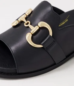 Jekkela W Black Leather Slides