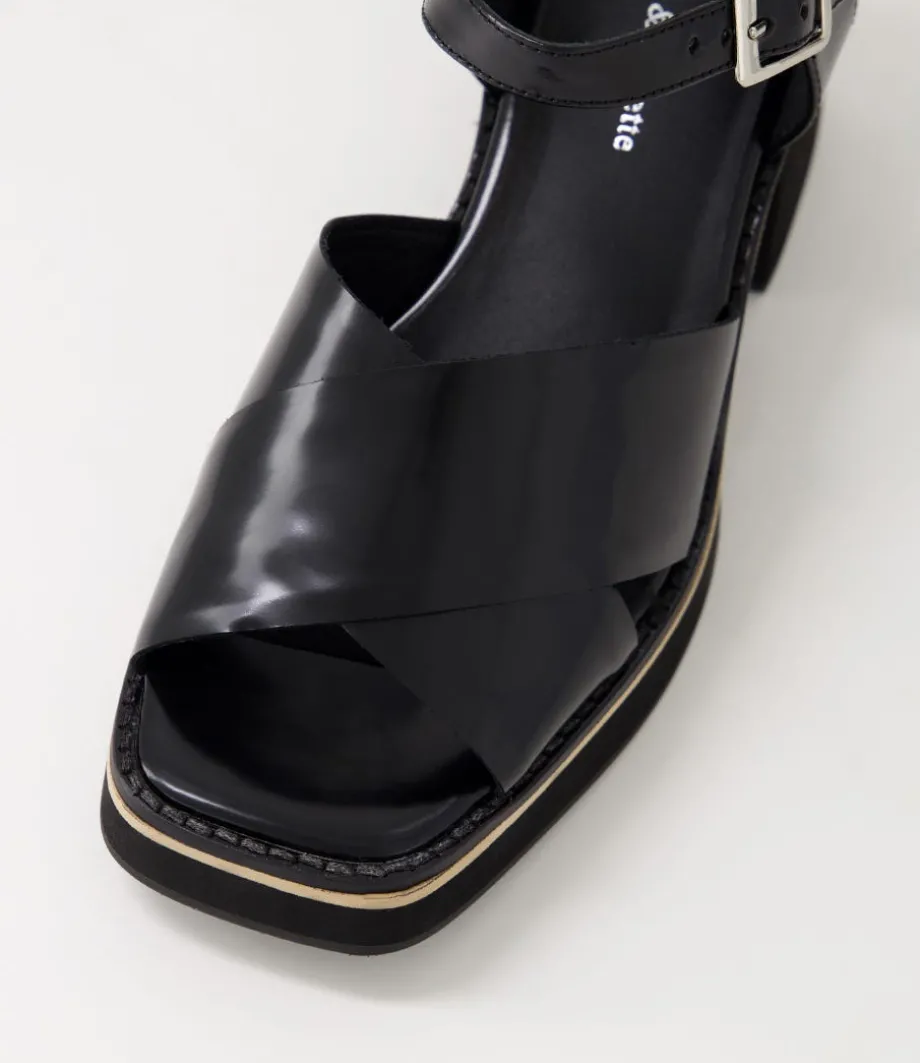 Jemi Black Box Leather Sandals