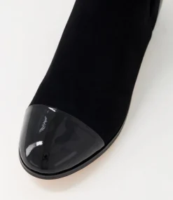 Jesie Black Patent Suede Ankle Boots