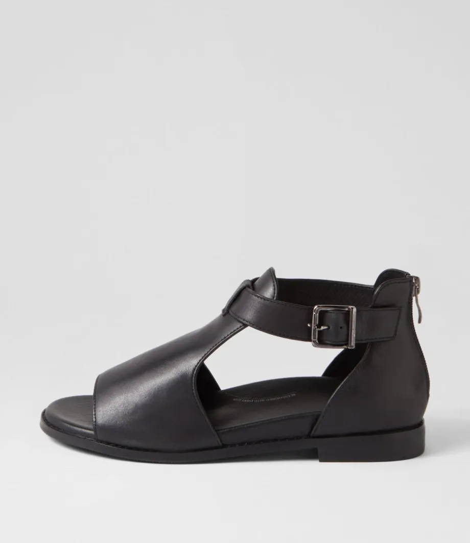 Jeskie W Black Leather Sandals