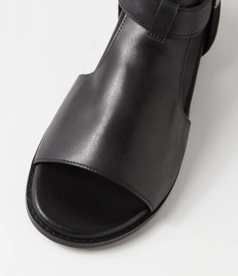 Jeskie W Black Leather Sandals